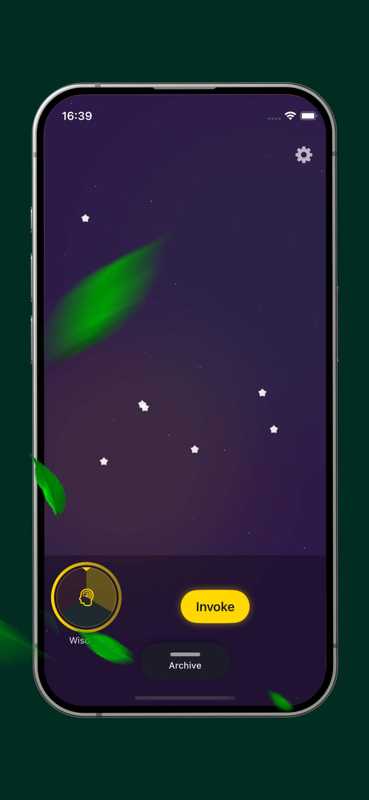 Starshot app interface showing star connection gameplay on deep violet background